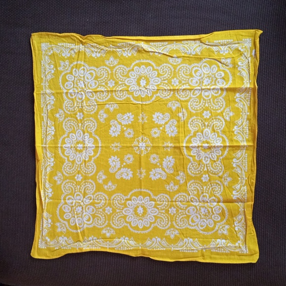 Handkerchief lot of 4, cotton and polyester yellow, blue, light blue 20x20 - Picture 1 of 7